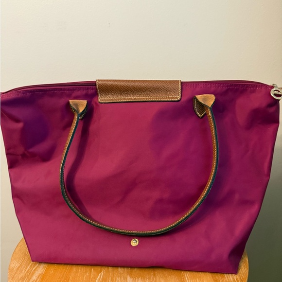 Longchamp Magenta Tote with Brown Accents - Picture 3 of 4